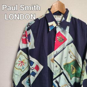 ポールスミス ロンドン シャツ M 長袖 総柄 綿 100％ PaulSmith