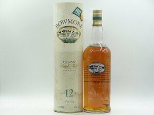 【1円】～ BOWMORE 12年 ボウモア シルクプリント アイラ シングルモルト スコッチ ウイスキー 箱入 1000ml 43% ※液漏れ有 Q5527