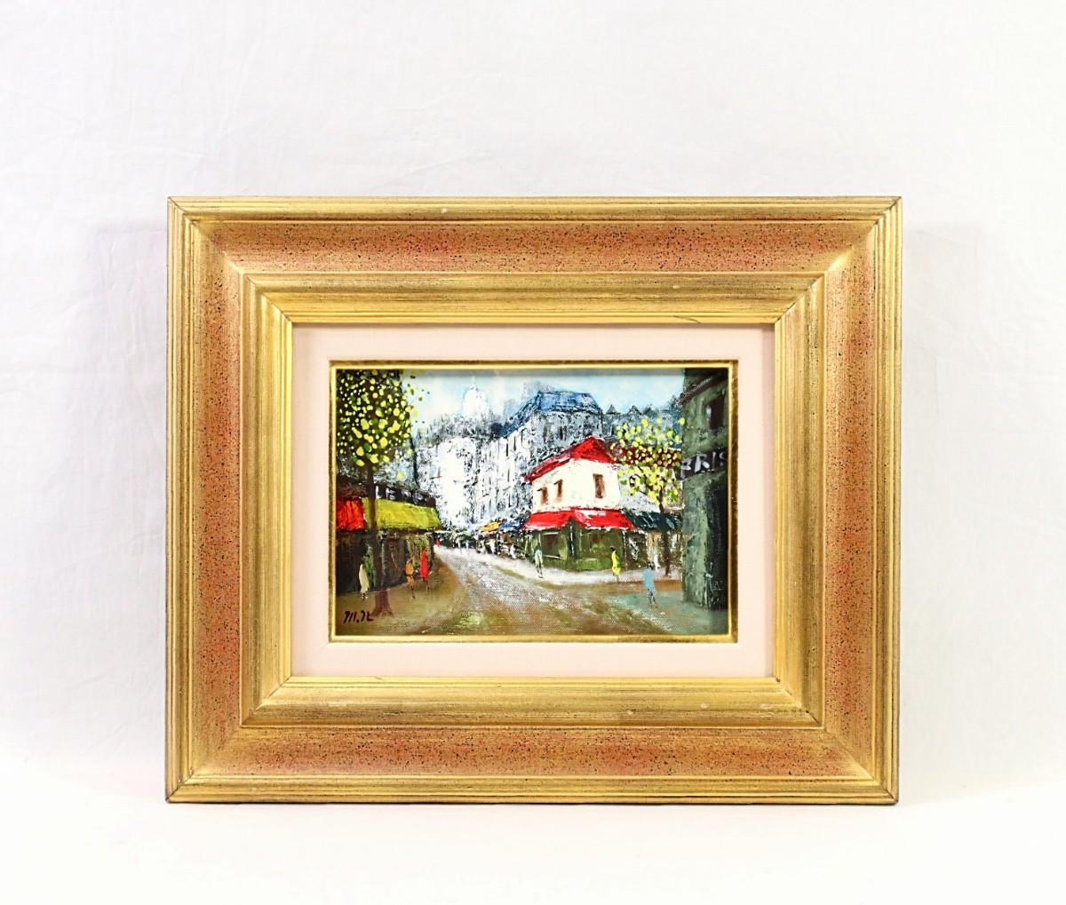 Genuine work by Mariko Nakagawa Oil painting Street Corner of Paris SM Born in Gifu Prefecture Independent Beautiful streetscape with chic buildings and cobblestones The red roofs and tents stand out 8128, Painting, Oil painting, Nature, Landscape painting