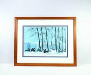 真作 セルジュ・ラシス 大判リトグラフ「ブローニュの森」画寸 63cm×42cm 仏人作家 デュフィに影響 形や色を単純化し耽美主義を追求 8248