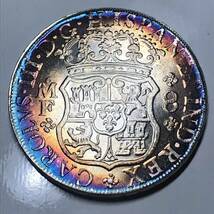 古銭 メキシコ　1761年　2レアル　ピラーダラー銀貨　カルロス3世 古銭 貿易銀　大型銀貨_画像2