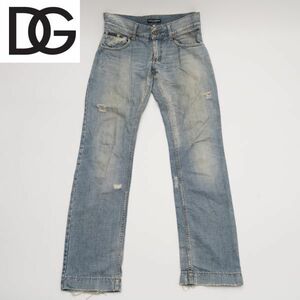 D＆G デニムパンツ 蹄鉄パッチ ダメージ加工 ジーンズ 表記46 G3034D/G8008 DOLCE＆GABBANA ドルチェ&ガッバーナ 古着 ビンテージ H5178