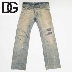 D＆G 14CLASSIC デニムパンツ ダメージ加工 プレート付 ジーンズ 表記46 G334TD/G8095 ドルチェ＆ガッバーナ 古着 ビンテージ H5177