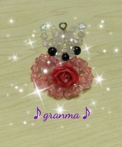 ♪granma♪ピンクドレス薔薇付チワワストラップ