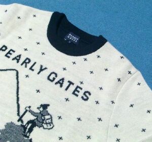 中古 良品★パーリーゲイツ PEARLY GATES★サイズ6★アイボリー★厚手 毛100％ セーター