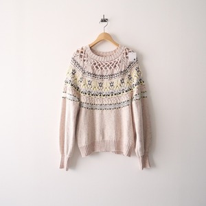 2021SS / Mame Kurogouchi マメ クロゴウチ / Cotton Nordic Knit Pullover - beige ノルディックニットプルオーバー / 2111-0169