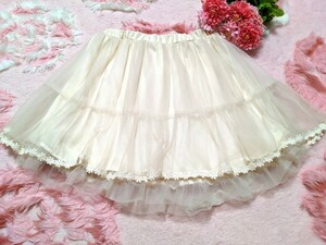 INGNI* bright * beige * floral print attaching * soft * super soft *tsurutsuru*chu-ru* smooth * angel * skirt 