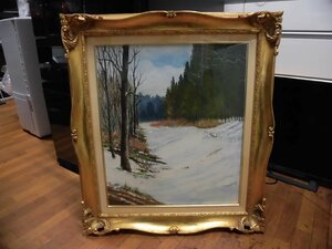 Art hand Auction ★☆Oil painting Kenichi Shirao No. F10 Spring Sunshine Frame Gold ☆★, painting, oil painting, Nature, Landscape painting