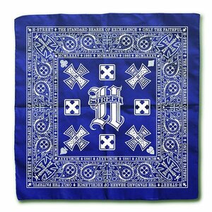 H-Street Skateboards (エイチストリート) バンダナ Art Bandana Blue/White スケボー SKATE SK8 スケートボード