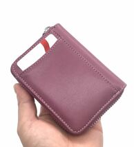 ミニ財布 コインケース カードケース 小銭入れ メンズ レディース ボックス型 紫 パープル_画像10
