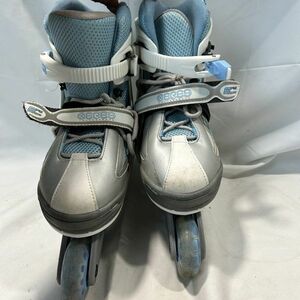 中古 XERES セレス サイズ調整式 インラインスケート 23～26cm ローラースケート ホワイト・ブルー