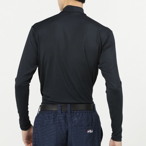 新品 FILA 長袖 ハイネック シャツ XXL 3L 紺 ネイビー 黒 ブラック フィラ アンダーシャツ インナー ゴルフ 即決の画像3