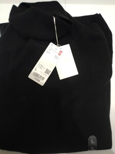 ★UNIQLO ユニクロ カシミヤ100% タートルネック ニット セーター 黒ブラック メンズ L