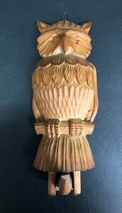フクロウ　ハンガーフック　ヴィンテージ　木彫り　アンティーク　インテリア　梟　鳥　おしゃれ　231108-116