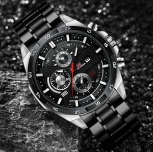 黒銀　メンズ腕時計ステンレス　ラグジュアリーデイト　ブラック送料無料　重量感