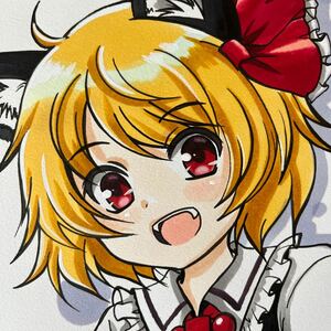 手描き同人イラスト　A4サイズ　ルーミア　黒猫風　東方Project