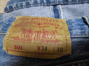 ■　1円～売り切り　1981年　USA　米国製　Levis　501　紙パッチ　スモールe　良い色落ち　中古　　　　W34