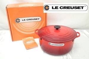 11122[M]新品♪未使用◆Le Creuset ル・クルーゼ◆鍋/両手鍋/30cm/鋳物/ホーロー/赤/レッド/フランス/調理器具/箱付♪