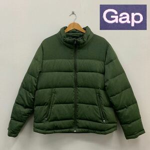 ◯ GAP ギャップ ダウンジャケット ダウン アウター メンズ カーキ グリーン XLサイズ ジップアップ ジャンパー ジャケット 古着