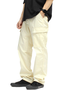 【新品】 L ホワイト カーゴパンツ メンズ ミリタリー ワイドシルエット TCツイル 裾絞り ワークパンツ