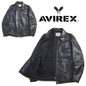 漢の真骨頂 極上 AVIREX 肉厚極暖 牛革 カウハイド 中綿 ライダースジャケット レザージャケット スポジャケ メンズL アビレックス 2310359