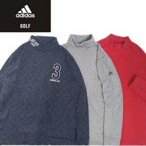 極美品3点 adidas golf 蓄熱保温 ストレッチ 長袖シャツ モックネック インナー メンズL アディダス ゴルフウェア テーラーメイド 2311180