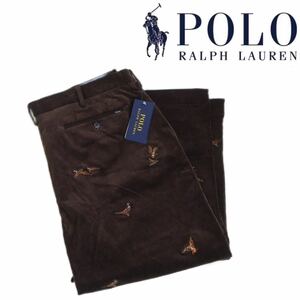 特大W38 新品 近年新作 Polo Ralph Lauren ハンティング刺繍 総柄 太畝 コーデュロイパンツ スラックス メンズ ラルフローレン RRL 2311252