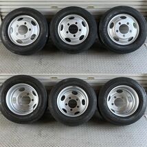 ☆良品☆トヨタ コースター タイヤ付ホイール６本 ダンロップ エナセーブ SPLT38 TOPY DF2B 17.5×6.00 14年製 両面再塗装 リエッセ等に_画像3