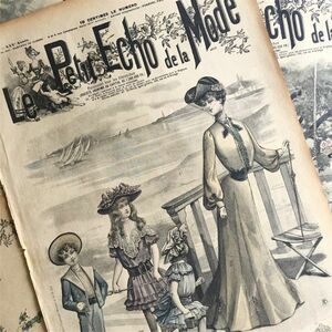 1903s フランス 永遠の淑女とモード新聞 La Petit Echo de la Mode 雑誌 アンティーク レース ファッション ビクトリアン スクラップ e