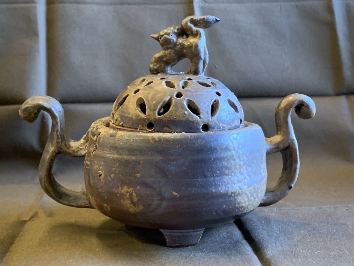 青備前 備前焼 香炉 茶道具 アンティーク備前 蔵出し 鑑賞陶器 1客