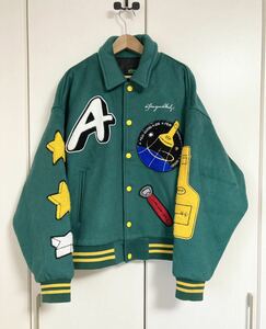 美品☆[A FEW GOOD KIDS] コラージュワッペン ウールスタジャン バーシティジャケット L グリーン アフューグッドキッズ