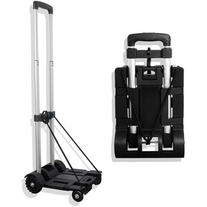  carry cart folding type super compact quiet sound light weight hand Carry folding slip prevention large tire withstand load 50kg rubber rope attaching motion .