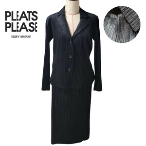 【希少】秋冬ベロア素材 極美品 プリーツプリーズ PLEATS PLEASE イッセイミヤケ ISSEY MIYAKE セットアップ L～LL ベロアジャケット