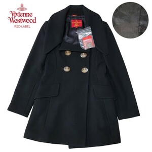 【未使用】Vivienne Westwood ヴィヴィアンウエストウッド Pコート 燕尾コート S～M ピーコート 裏地オーブ総柄 Aラインコート