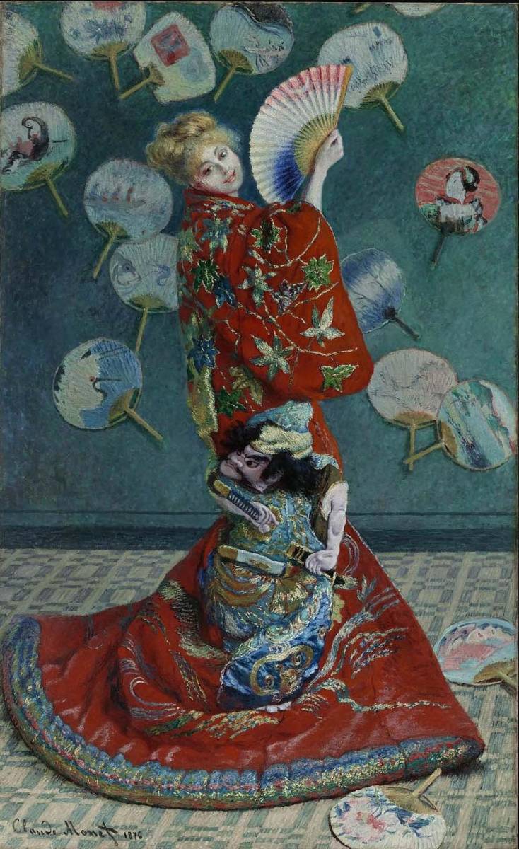 Claude Monet La Japonaise 1876 35 x 58 cm Reproduction ◆Monet Millet Peinture Fine Art Impressionnisme Renoir Degas Peinture à l'huile Impression Ukiyo-e Belle Femme, peinture, peinture à l'huile, Nature, Peinture de paysage