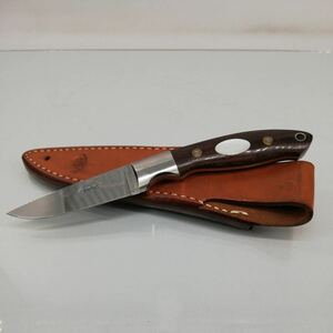 レ)[中古品] MOKI KNIFE モキ ナイフ No.1000 WHITE FLOW ホワイトフロー ATS-34鋼 シースナイフ 革鞘付 管理Y 送料520円