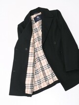 TG6844□BURBERRY LONDON/バーバリーロンドン*ウール*裏地:ノバチェック柄*ピーコート/Pコート/ハーフコート*ブラック/黒*size40_画像4