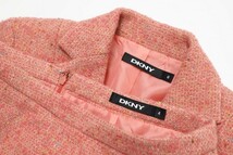 MF3544〇DKNY/ディー ケイ エヌ ワイ*セットアップスーツ*ウール*ツイード*テーラードジャケット*裾フリル/スカート*サイズ4/6*ピンク系_画像3