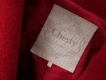 GO6706▼チェスティ Chesty*ウール*パールビーズ装飾*フード付き ベルテッド ロングコート*レッド*サイズ0_画像7