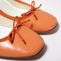 TG6157*Repetto レペット*Size 37*レザーパンプス*バレリーナシューズ*チャンキーヒール*スクエアトゥ*靴*オレンジ系_画像4