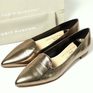 MF7908*《未使用》ファビオルスコーニ Fabio Rusconi*ポインテッドオペラパンプス*メタリックレザー*38(24.5cm相当)*F-2388*イタリア製