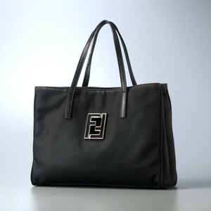 TG7364*イタリア製《FENDI フェンディ》ダブルF FFロゴ ナイロン ハンドバッグ トートバッグ 15787 ブラック