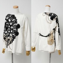 TG7342▼2022年春夏 エルメス HERMES ”Cliquetis Tattoo Aquarelle” blouse with eyelet detail バックベルト 長袖シャツ ブラウス*36_画像1