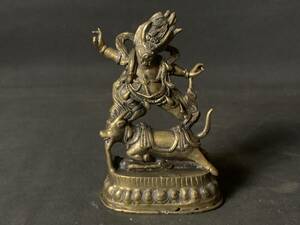 古銅 歓喜仏 仏像 重さ338g 中国古玩 チベット密教 仏教美術 94s475