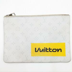 Louis Vuitton ジップドポーチGM モノグラム ホワイト ロゴストーリー クラッチバッグ セカンドバッグ PVC レザー ヴィトン グレー カード