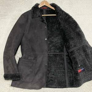 【美品/激レアサイズ50】23区HOMME 23区オム ムートンコート ジャケット 裏ボア ダークグレー ブラック オンワード メンズ 極暖 XL 3512