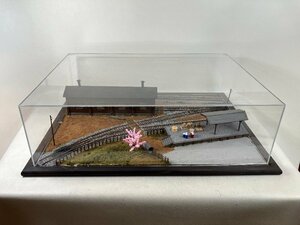 HOゲージ ジオラマ 木造機関庫 貨物駅 クリアケース 車両展示台 ディスプレイ octy23