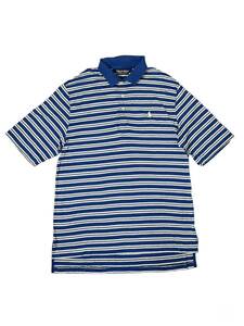  Polo Golf Ralph Lauren border pattern polo-shirt with short sleeves polo-shirt with short sleeves Golf border pattern blue M size old clothes 