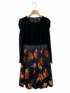 エムズグレイシー Dramatic Flower Dress 811557 ワンピース 38 ブラック ベロア 切替 ITSNDGDQ13BS