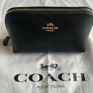 新品未使用：コーチ　coach ブラックポーチ&ケアカード1枚